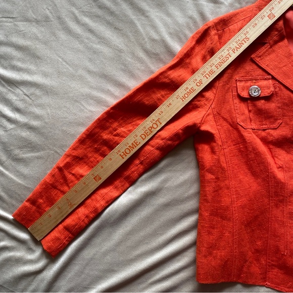 Harve Bernard Linen Blazer Womens 10 Orange Bright Career Wear Office Statement - Picture 9 of 12
